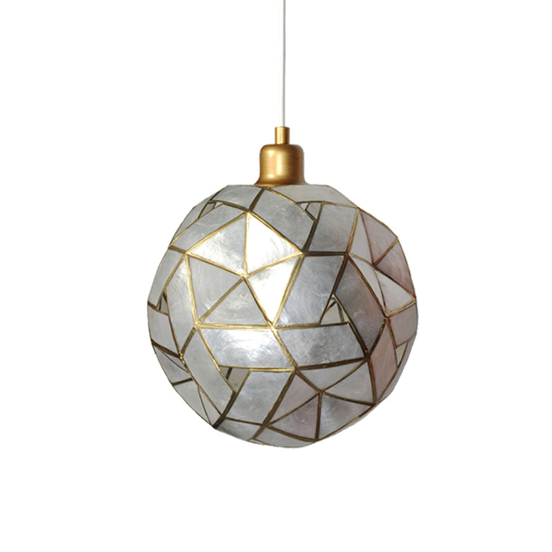 Sldined Globe Suspension Light Contemporary Shell 1-Bulb Dining Room Hanging Pendant Lamp in Silver Clearhalo 'Ceiling Lights' 'Modern Pendants' 'Modern' 'Pendant Lights' 'Pendants' Lighting' 612357