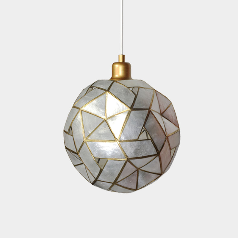 Sldined Globe Suspension Light Contemporary Shell 1-Bulb Dining Room Hanging Pendant Lamp in Silver Clearhalo 'Ceiling Lights' 'Modern Pendants' 'Modern' 'Pendant Lights' 'Pendants' Lighting' 612358