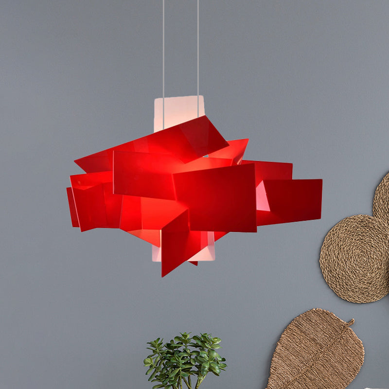 White/Red Irregular Hanging Pendant Contemporary LED Acrylic Suspension Light over Dining Table Red Clearhalo 'Ceiling Lights' 'Modern Pendants' 'Modern' 'Pendant Lights' 'Pendants' Lighting' 612391