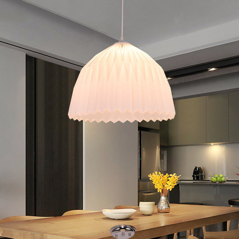 Modern 1 Bulb Down Lighting White Dome Hanging Ceiling Lamp with Acrylic Shade for Dining Room White Clearhalo 'Ceiling Lights' 'Modern Pendants' 'Modern' 'Pendant Lights' 'Pendants' Lighting' 612404