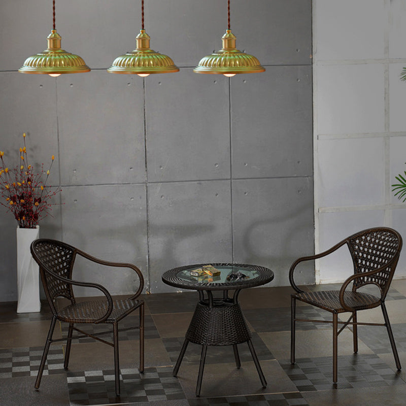 Brass Ridged Bowl Shade Hanging Lamp Vintage Style Metal 1 Head Dining Table Pendant Lighting Brass Clearhalo 'Art Deco Pendants' 'Cast Iron' 'Ceiling Lights' 'Ceramic' 'Crystal' 'Industrial Pendants' 'Industrial' 'Metal' 'Middle Century Pendants' 'Pendant Lights' 'Pendants' 'Tiffany' Lighting' 61242