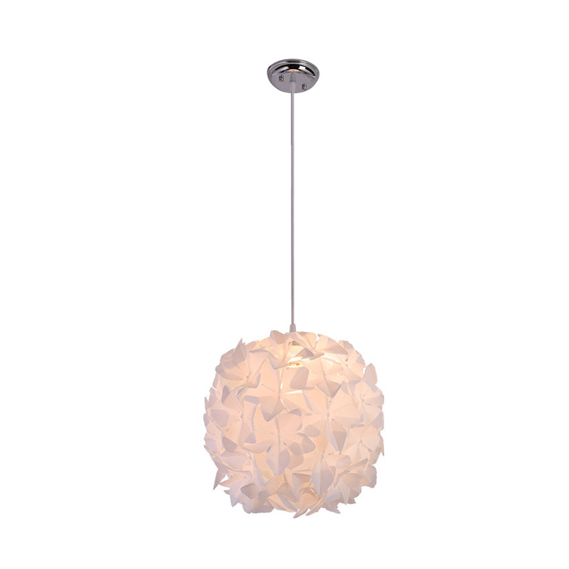 Contemporary 1-Bulb Pendant White Blossom Flower Ceiling Hang Fixture with Acrylic Shade Clearhalo 'Ceiling Lights' 'Modern Pendants' 'Modern' 'Pendant Lights' 'Pendants' Lighting' 612422