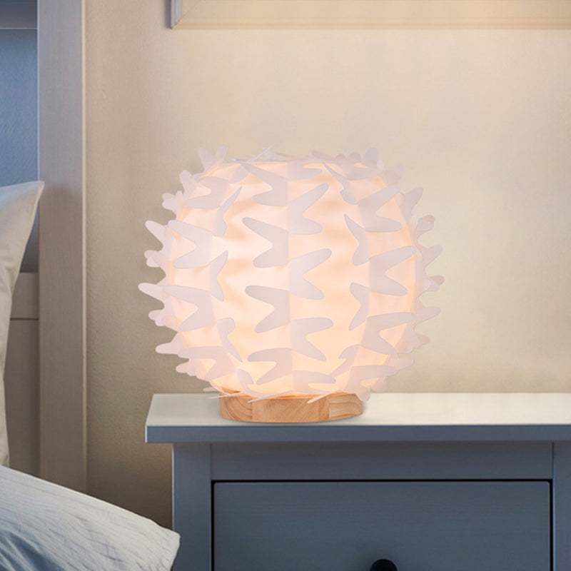 Acrylic Ball Nightstand Light Contemporary LED White Table Lamp with Butterfly Wing Design Clearhalo 'Lamps' 'Table Lamps' Lighting' 612568