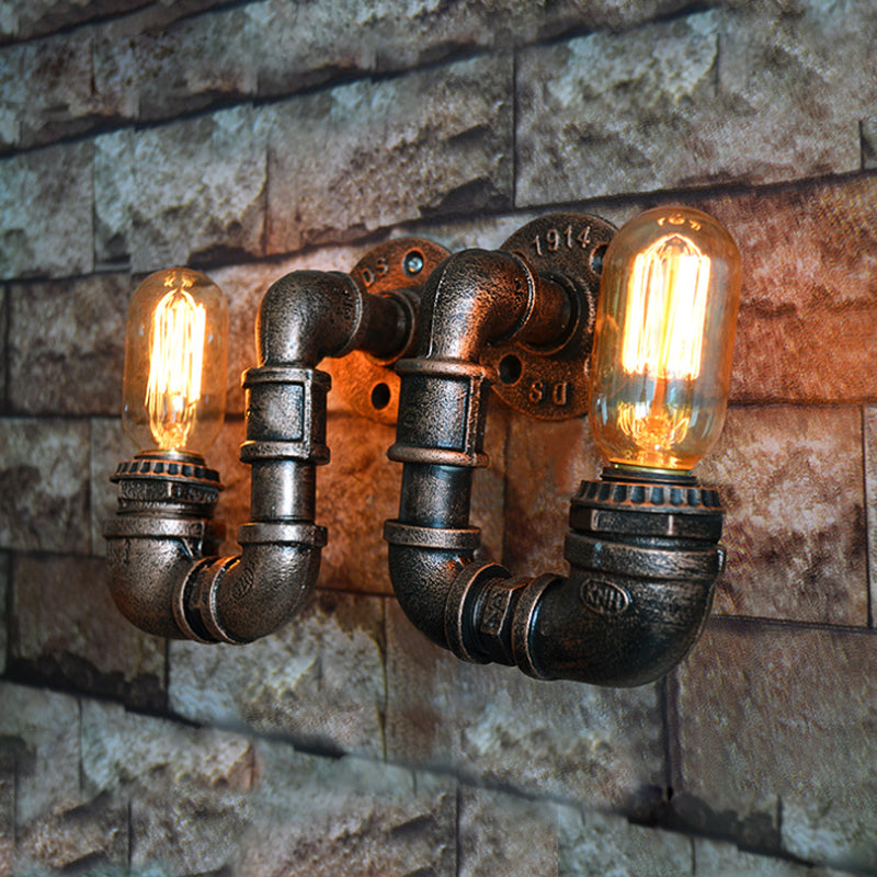 1 Light Wall Mount Light Rustic Stylish Plumbing Pipe Metal Wall Lighting with Exposed Bulb in Weathered Copper Weathered Copper Clearhalo 'Art deco wall lights' 'Cast Iron' 'Glass' 'Industrial wall lights' 'Industrial' 'Middle century wall lights' 'Modern' 'Rustic wall lights' 'Tiffany' 'Traditional wall lights' 'Wall Lamps & Sconces' 'Wall Lights' Lighting' 612779