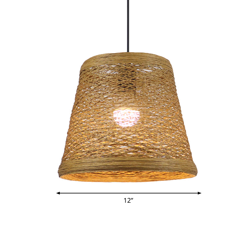 Rattan Fiber Conic Hanging Lighting Country Style 1/3-Head Beige Pendant Lamp over Dining Table Clearhalo 'Ceiling Lights' 'Pendant Lights' 'Pendants' Lighting' 613121