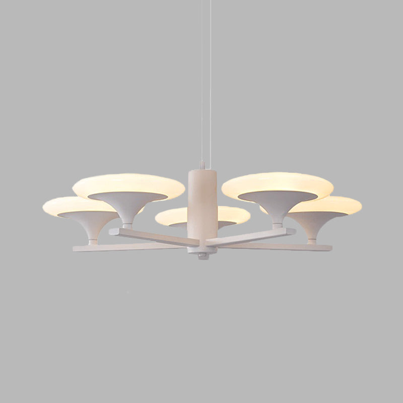 White Radial Chandelier Pendant Light Modern 5 Heads 23.5