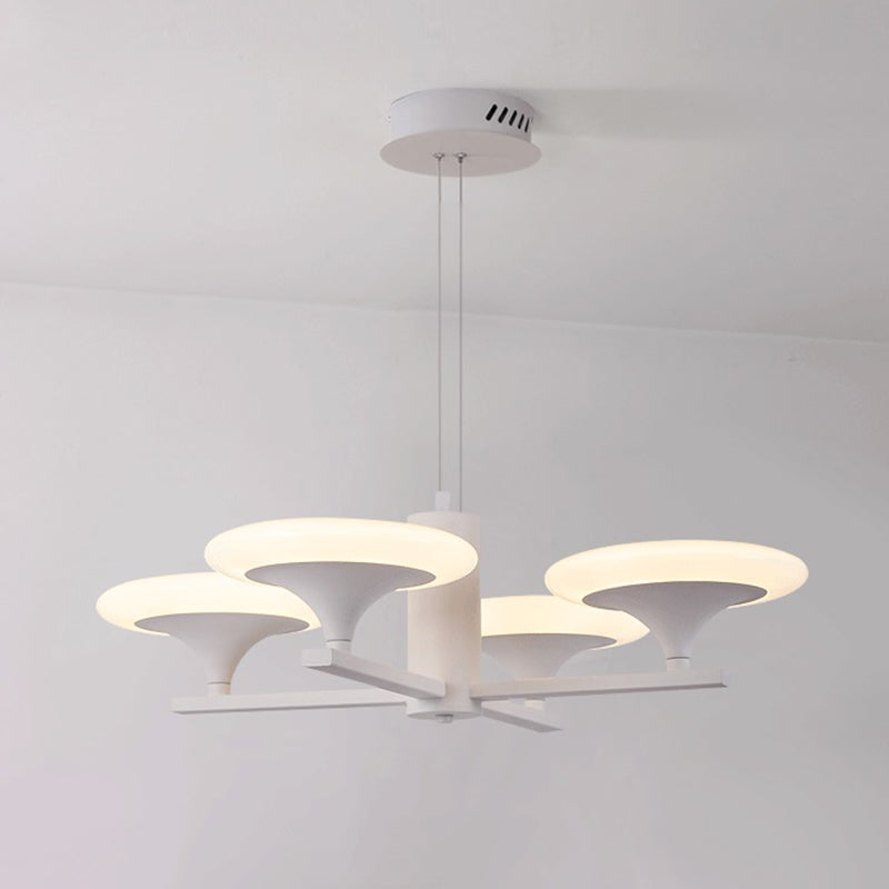 White Radial Chandelier Pendant Light Modern 5 Heads 23.5