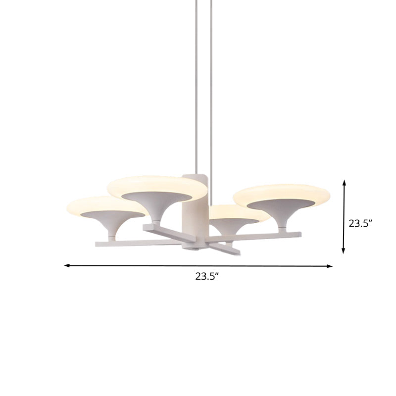 White Radial Chandelier Pendant Light Modern 5 Heads 23.5