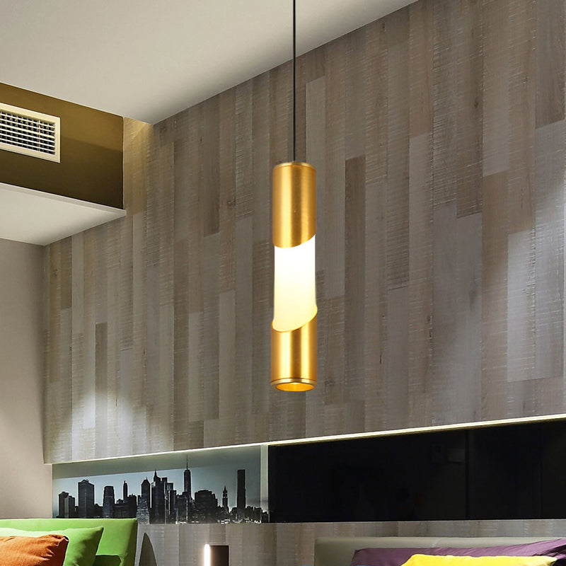 Gold Tube Pendant Lighting Simple LED Metallic Hanging Lamp for Restaurant in Warm/White Light Gold Clearhalo 'Ceiling Lights' 'Modern Pendants' 'Modern' 'Pendant Lights' 'Pendants' Lighting' 616029