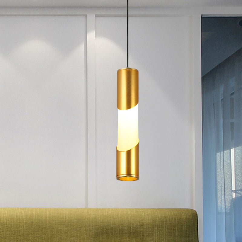 Gold Tube Pendant Lighting Simple LED Metallic Hanging Lamp for Restaurant in Warm/White Light Clearhalo 'Ceiling Lights' 'Modern Pendants' 'Modern' 'Pendant Lights' 'Pendants' Lighting' 616030