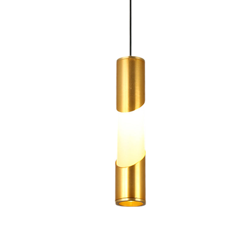 Gold Tube Pendant Lighting Simple LED Metallic Hanging Lamp for Restaurant in Warm/White Light Clearhalo 'Ceiling Lights' 'Modern Pendants' 'Modern' 'Pendant Lights' 'Pendants' Lighting' 616031