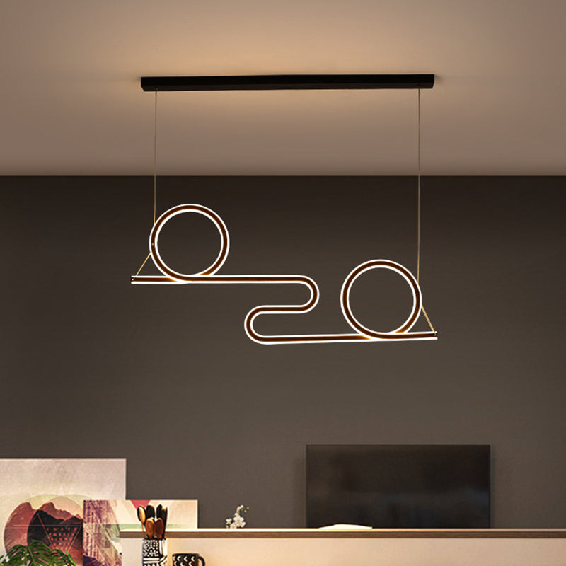 Twisted Dining Room Pendant Light Acrylic LED Contemporary Ceiling Suspension Lamp in Black Black Clearhalo 'Ceiling Lights' 'Modern Pendants' 'Modern' 'Pendant Lights' 'Pendants' Lighting' 616073