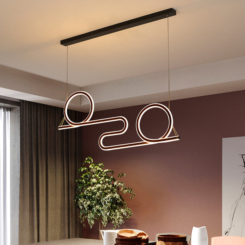 Twisted Dining Room Pendant Light Acrylic LED Contemporary Ceiling Suspension Lamp in Black Clearhalo 'Ceiling Lights' 'Modern Pendants' 'Modern' 'Pendant Lights' 'Pendants' Lighting' 616075