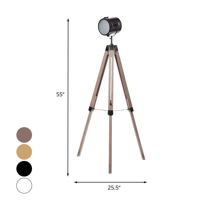 1 Light Tripod Floor Light Vintage Industrial Black/White Metallic Standing Floor Light for Living Room Clearhalo 'Floor Lamps' 'Lamps' Lighting' 616381