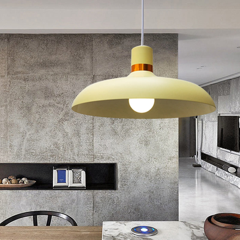 1 Bulb Pendant Lamp with Barn Shade Aluminum Macaron Style Restaurant Ceiling Light Fixture in Grey/Blue Clearhalo 'Ceiling Lights' 'Modern Pendants' 'Modern' 'Pendant Lights' 'Pendants' Lighting' 616568