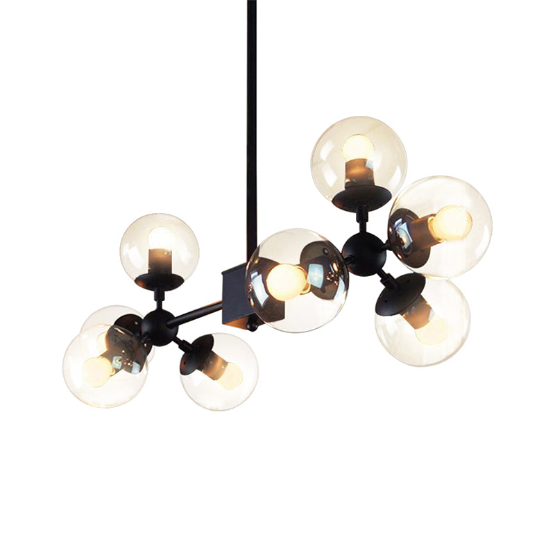 8 Bulbs Branch Shape Pendant Light Fixture Modern Black Clear Glass Chandelier for Living Room Clearhalo 'Ceiling Lights' 'Chandeliers' 'Glass shade' 'Glass' 'Industrial Chandeliers' 'Industrial' 'Middle Century Chandeliers' 'Tiffany' Lighting' 622175