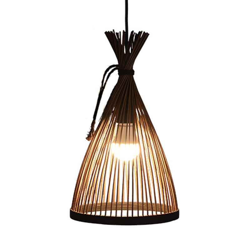 1 Bulb Restaurant Pendant Lamp with Conical ,shopify Bamboo Shade Modern Style Black/Beige Hanging Ceiling Light, 8