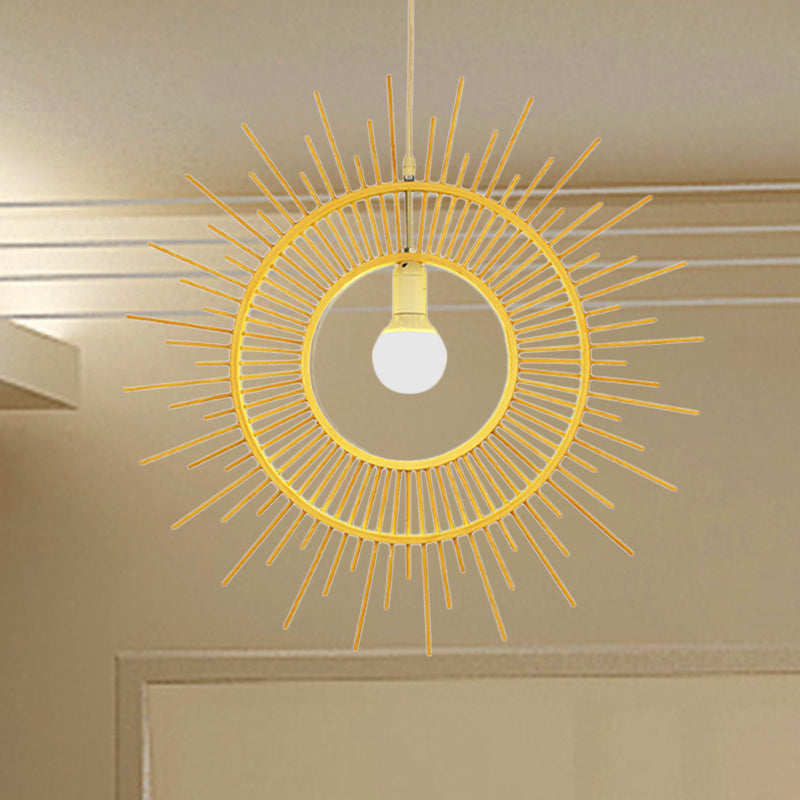 Bamboo Sun Shaped Hanging Lamp Modern Style 25.5