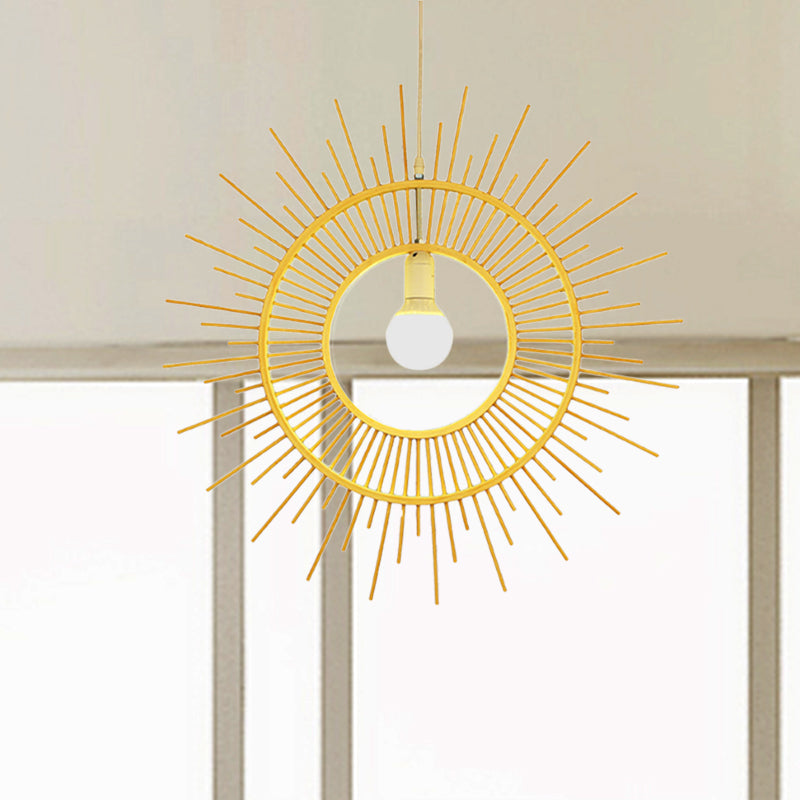 Bamboo Sun Shaped Hanging Lamp Modern Style 25.5