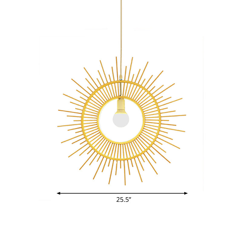 Bamboo Sun Shaped Hanging Lamp Modern Style 25.5