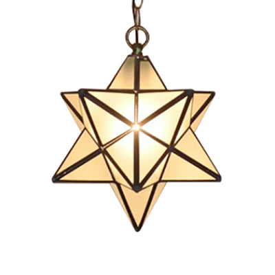 Textured White/Clear Star Hanging Pendant Light Tiffany Style 8