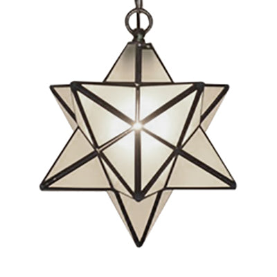 Textured White/Clear Star Hanging Pendant Light Tiffany Style 8