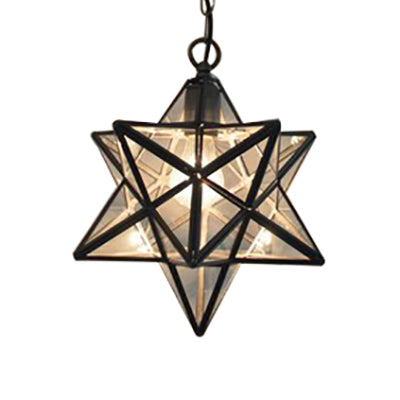 Textured White/Clear Star Hanging Pendant Light Tiffany Style 8