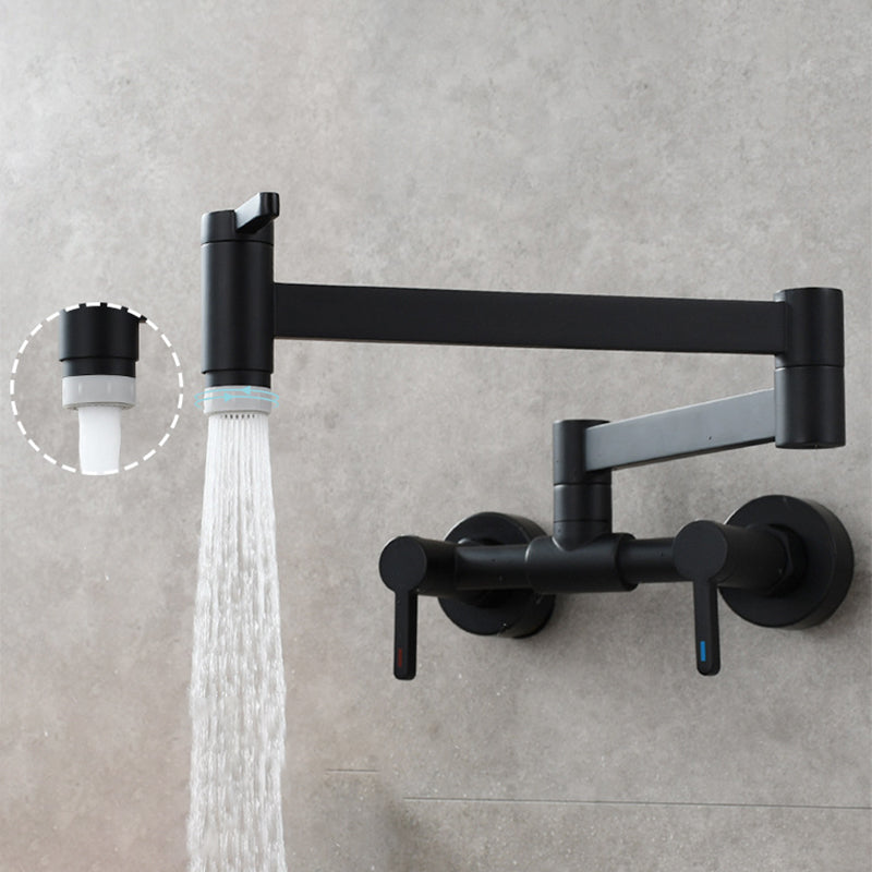 Modern Pull Down 2-Handle Pot Filler Low Profile Wall-mounted Faucet Clearhalo 'Home Improvement' 'home_improvement' 'home_improvement_kitchen_faucets' 'Kitchen Faucets' 'Kitchen Remodel & Kitchen Fixtures' 'Kitchen Sinks & Faucet Components' 'kitchen_faucets' 6380856