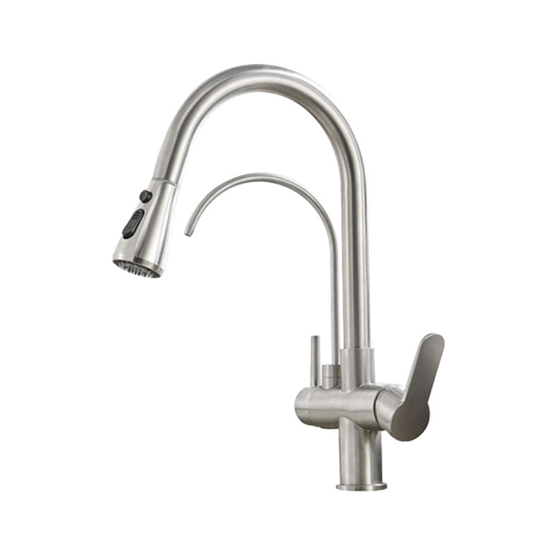 Modern 2-Handle Kitchen Faucet with Sprayer and Water Dispenser Bar Faucet Clearhalo 'Home Improvement' 'home_improvement' 'home_improvement_kitchen_faucets' 'Kitchen Faucets' 'Kitchen Remodel & Kitchen Fixtures' 'Kitchen Sinks & Faucet Components' 'kitchen_faucets' 6558253