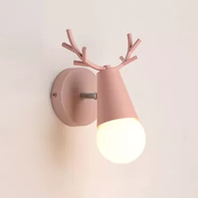 Metal Cone Sconce Light with Antlers 1 Bulb Nordic Stylish Wall Sconce for Bedside Clearhalo 'Wall Lamps & Sconces' 'Wall Lights' Lighting' 65900