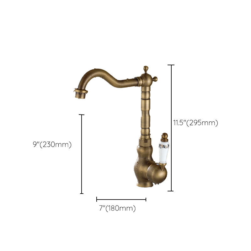 Traditional Standard Bar Faucet 1-Handle with Supply Lines Kitchen Faucet Clearhalo 'Home Improvement' 'home_improvement' 'home_improvement_kitchen_faucets' 'Kitchen Faucets' 'Kitchen Remodel & Kitchen Fixtures' 'Kitchen Sinks & Faucet Components' 'kitchen_faucets' 6615551