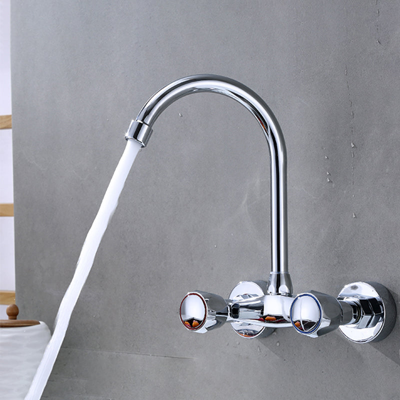 Modern Bridge Faucet Brass Knob Handle Swivel Spout Wall Mounted Pot Filler Faucet Clearhalo 'Home Improvement' 'home_improvement' 'home_improvement_kitchen_faucets' 'Kitchen Faucets' 'Kitchen Remodel & Kitchen Fixtures' 'Kitchen Sinks & Faucet Components' 'kitchen_faucets' 6683804