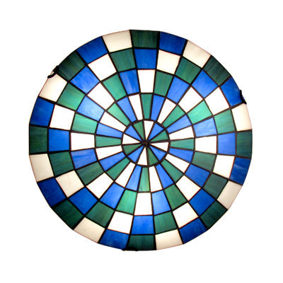 Tiffany Mosaic Dome Ceiling Mount Light Stained Glass Ceiling Lamp in Blue for Kitchen Blue Clearhalo 'Ceiling Lights' 'Close To Ceiling Lights' 'Close to ceiling' 'Flush mount' Lighting' 67058