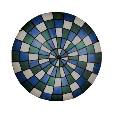 Tiffany Mosaic Dome Ceiling Mount Light Stained Glass Ceiling Lamp in Blue for Kitchen Clearhalo 'Ceiling Lights' 'Close To Ceiling Lights' 'Close to ceiling' 'Flush mount' Lighting' 67059