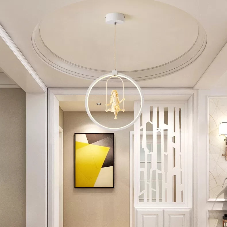 Resin Angel Acrylic Pendant Light Dining Room Modern Pendant Lamp in White Clearhalo 'Ceiling Lights' 'Pendant Lights' 'Pendants' Lighting' 67654