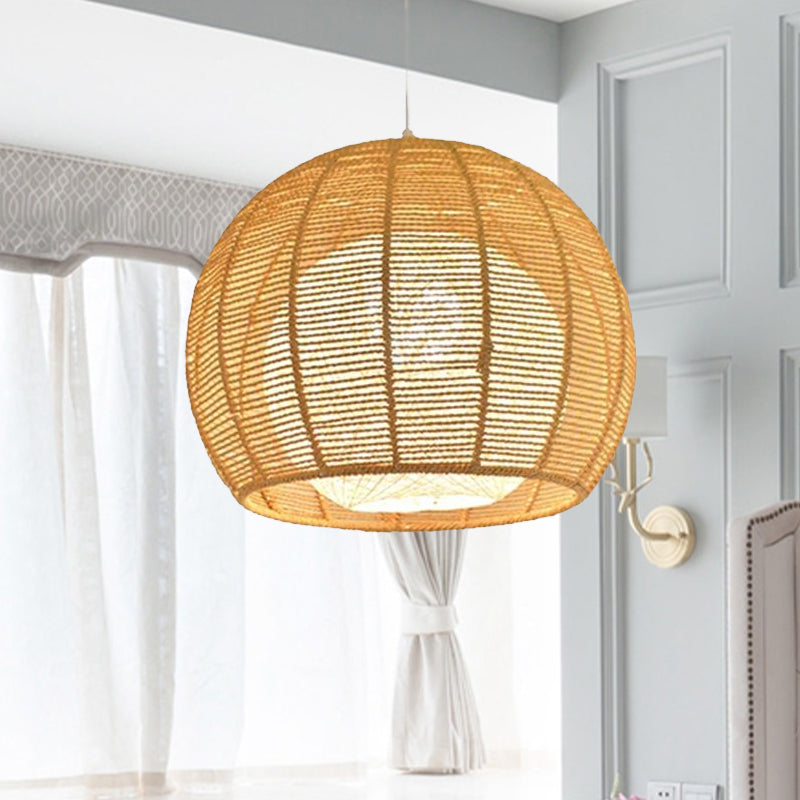 Beige/Flaxen Orb Hanging Light Rustic Rope Shade Single Pendant Lamp over Dining Table Clearhalo 'Ceiling Lights' 'Pendant Lights' 'Pendants' Lighting' 678607