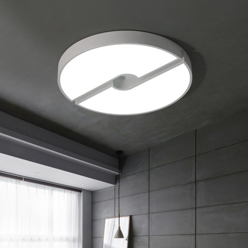 White Severed Round Flushmount Modernism LED Acrylic Ceiling Mounted Fixture in White/Warm Light, 16