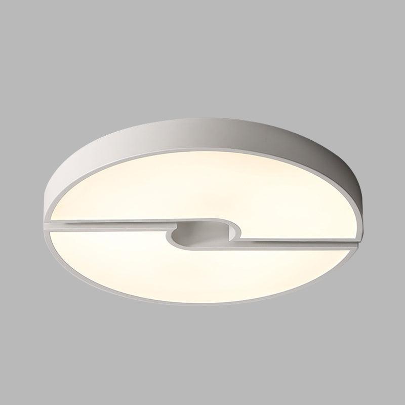 White Severed Round Flushmount Modernism LED Acrylic Ceiling Mounted Fixture in White/Warm Light, 16