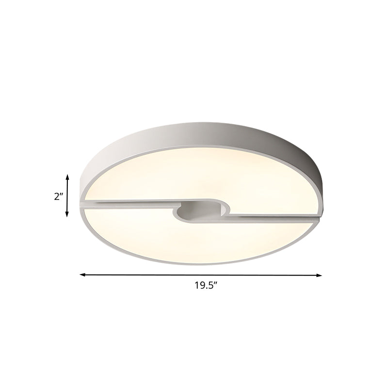 White Severed Round Flushmount Modernism LED Acrylic Ceiling Mounted Fixture in White/Warm Light, 16