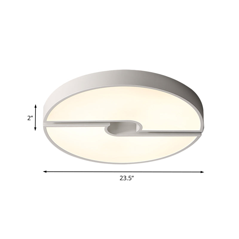 White Severed Round Flushmount Modernism LED Acrylic Ceiling Mounted Fixture in White/Warm Light, 16