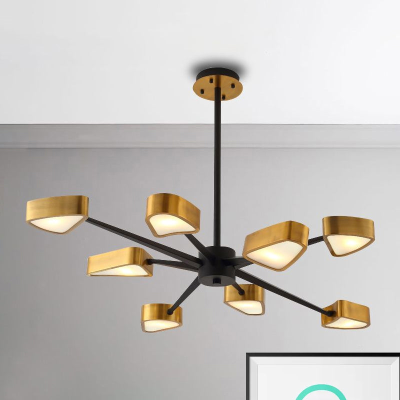 Triangle Hanging Lamp Modern Metal 6/8 Lights Gold Chandelier Pendant Light for Dining Room Clearhalo 'Ceiling Lights' 'Chandeliers' 'Modern Chandeliers' 'Modern' Lighting' 678812