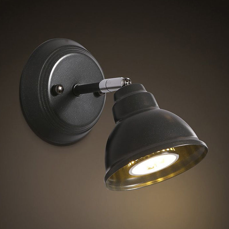 Mini Domed Metal Wall Lamp Vintage 1 Light Corridor Rotatable Wall Light Fixture in Black Clearhalo 'Art deco wall lights' 'Cast Iron' 'Glass' 'Industrial wall lights' 'Industrial' 'Middle century wall lights' 'Modern' 'Rustic wall lights' 'Tiffany' 'Traditional wall lights' 'Wall Lamps & Sconces' 'Wall Lights' Lighting' 679372