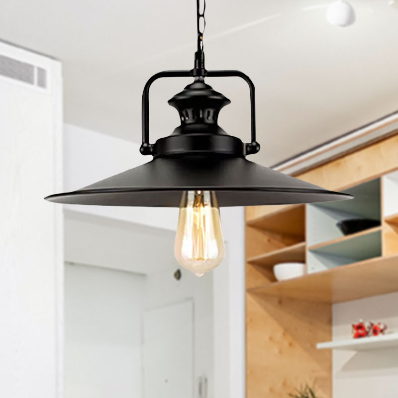 Flared Metallic Hanging Light Fixture Industrial Loft 10