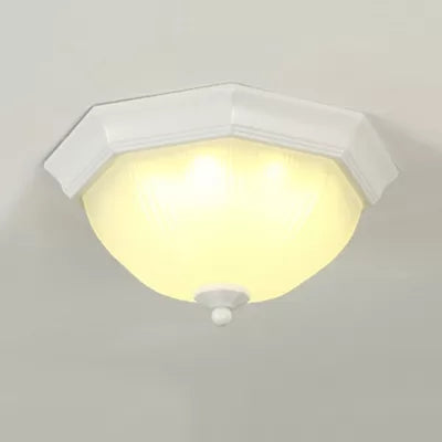 White Bowl Ceiling Mount Light Modern Style Fluted Glass Ceiling Lamp for Porch White Clearhalo 'Ceiling Lights' 'Close To Ceiling Lights' 'Close to ceiling' 'Flush mount' Lighting' 68377