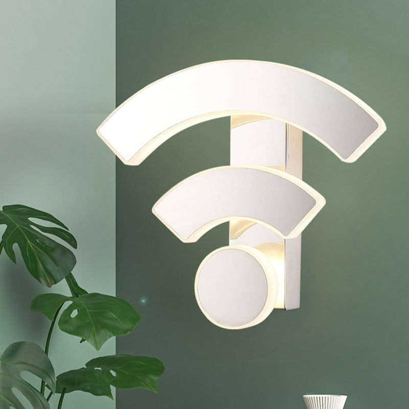 Acrylic WIFI-Like Wall Mount Light Fixture Nordic LED White Wall Sconce Lamp in White/Warm Light White Clearhalo 'Wall Lamps & Sconces' 'Wall Lights' Lighting' 702027