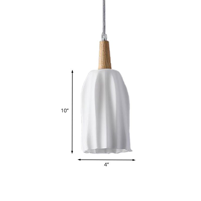 Wood Cup Shape Ceiling Light Modernist 1 Head Milk White Prismatic Glass Hanging Pendant Clearhalo 'Ceiling Lights' 'Glass shade' 'Glass' 'Modern Pendants' 'Modern' 'Pendant Lights' 'Pendants' Lighting' 702481