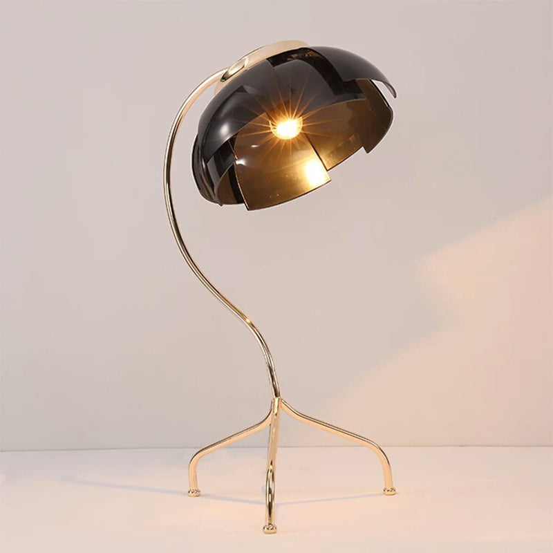 Dome Desk Light Modernist Metal Panel 1 Bulb Living Room Night Table Lamp in Black with Tripod Base Black Clearhalo 'Lamps' 'Table Lamps' Lighting' 702708