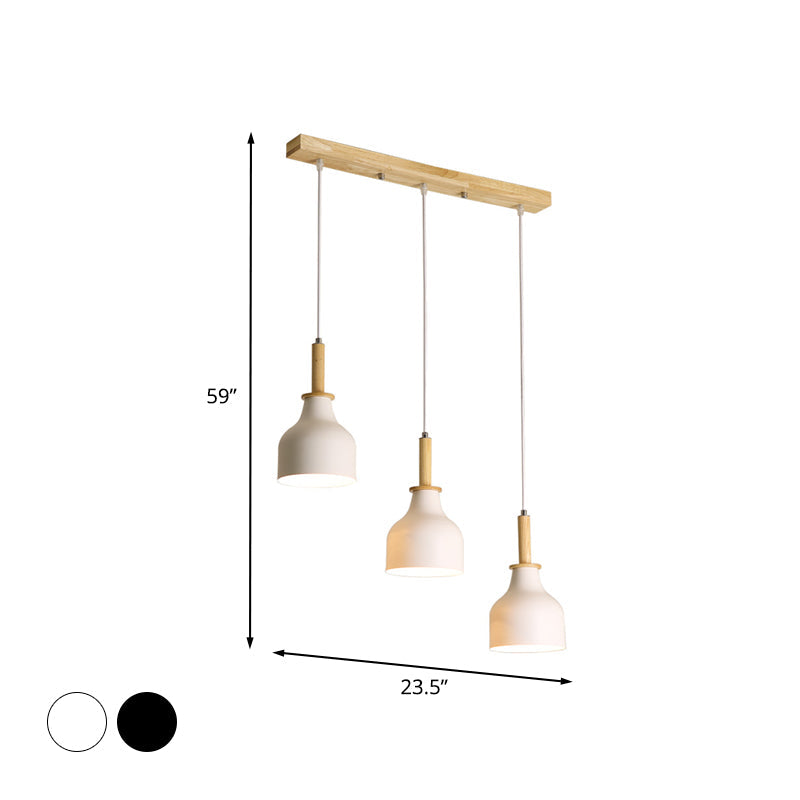 White/Black Finish Urn Cluster Pendant Modern Nordic 3 Heads Iron Hanging Light with Linear Canopy Clearhalo 'Ceiling Lights' 'Modern Pendants' 'Modern' 'Pendant Lights' 'Pendants' Lighting' 702740
