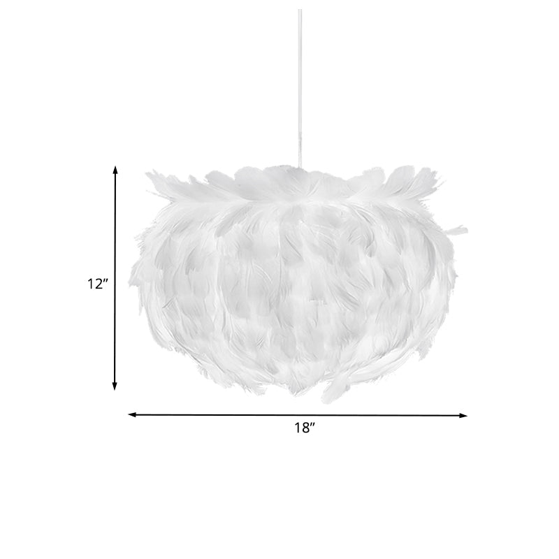 Feather Globe Ceiling Pendant Light Contemporary Fabric 1 Head White Suspension Lamp Clearhalo 'Ceiling Lights' 'Modern Pendants' 'Modern' 'Pendant Lights' 'Pendants' Lighting' 702886