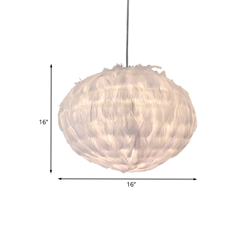 Feather Ball Bedroom Hanging Pendant Fabric 1 Bulb Modernist Ceiling Suspension Light in White Clearhalo 'Ceiling Lights' 'Modern Pendants' 'Modern' 'Pendant Lights' 'Pendants' Lighting' 702891